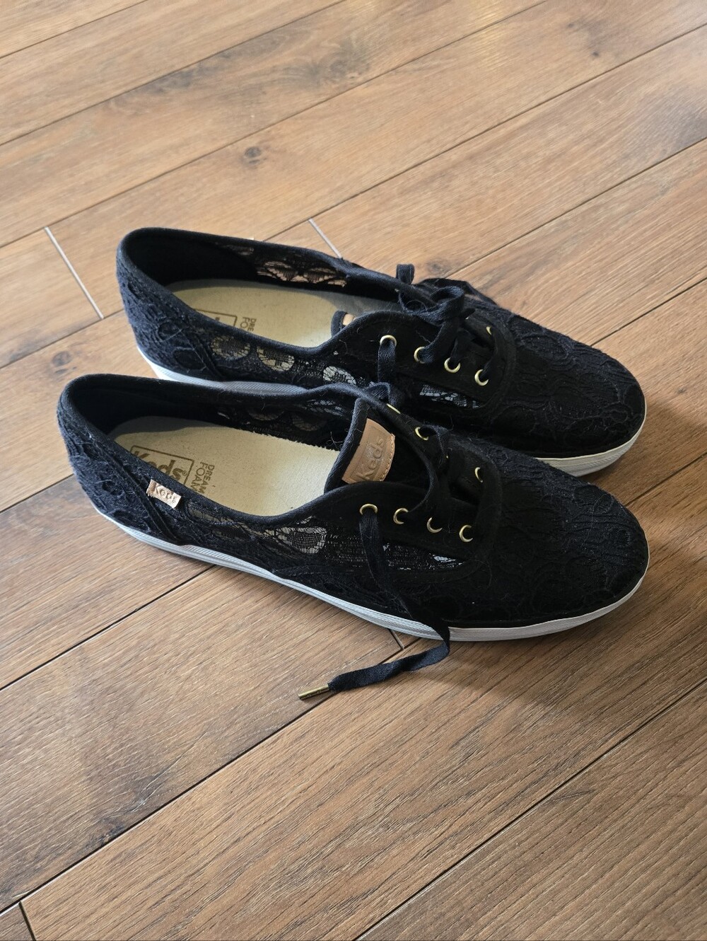 Keds Black Lace Lace-Up Platform Sneakers